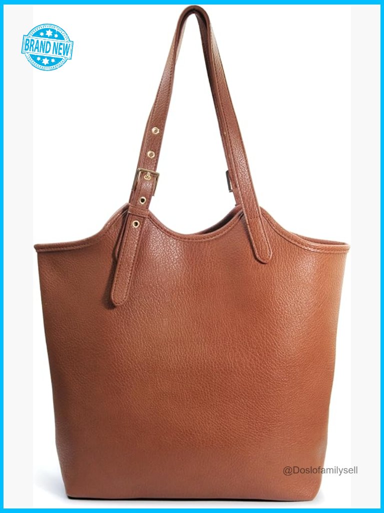 Vegan Leather Tote Bag Adjustable Straps Spacious Work Travel Everyday Minimal